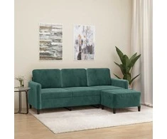 Trivietė sofa su pakoja, tamsiai žalios spalvos, 180cm, aksomas