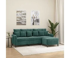 Trivietė sofa su pakoja, tamsiai žalios spalvos, 180cm, aksomas