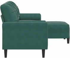 Trivietė sofa su pakoja, tamsiai žalios spalvos, 180cm, aksomas