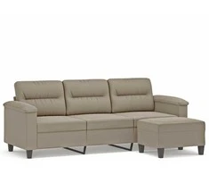 Trivietė sofa su pakoja, taupe, 180cm, mikropluošto audinys