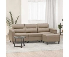 Trivietė sofa su pakoja, taupe, 180cm, mikropluošto audinys