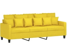Trivietė sofa, šviesiai geltonos spalvos, 180cm, audinys