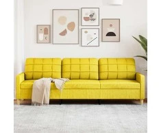 Trivietė sofa, šviesiai geltonos spalvos, 180cm, audinys