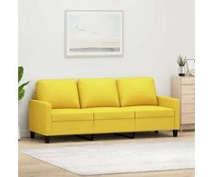 Trivietė sofa, šviesiai geltonos spalvos, 180cm, audinys