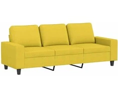 Trivietė sofa, šviesiai geltonos spalvos, 180cm, audinys