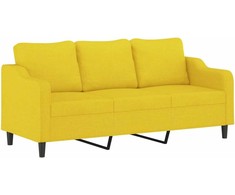 Trivietė sofa, šviesiai geltonos spalvos, 180cm, audinys