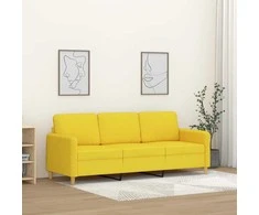 Trivietė sofa, šviesiai geltonos spalvos, 180cm, audinys