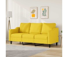Trivietė sofa, šviesiai geltonos spalvos, 180cm, audinys