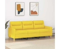 Trivietė sofa, šviesiai geltonos spalvos, 180cm, audinys