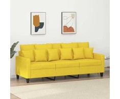 Trivietė sofa, šviesiai geltonos spalvos, 180cm, audinys