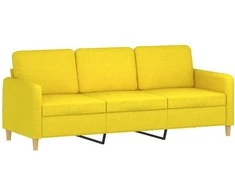 Trivietė sofa, šviesiai geltonos spalvos, 180cm, audinys