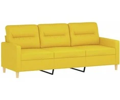 Trivietė sofa, šviesiai geltonos spalvos, 180cm, audinys