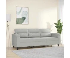 Trivietė sofa, šviesiai pilka, 180cm, mikropluošto audinys
