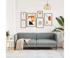 Trivietė sofa, šviesiai pilkos spalvos, audinys