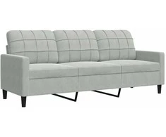 Trivietė sofa, šviesiai pilkos spalvos, 180cm, aksomas