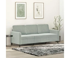 Trivietė sofa, šviesiai pilkos spalvos, 180cm, aksomas