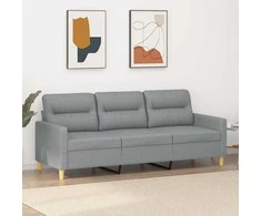 Trivietė sofa, šviesiai pilkos spalvos, 180cm, audinys