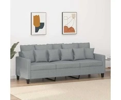 Trivietė sofa, šviesiai pilkos spalvos, 180cm, audinys