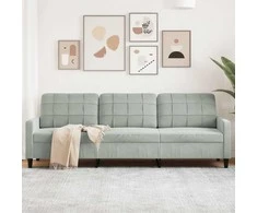 Trivietė sofa, šviesiai pilkos spalvos, 210cm, aksomas