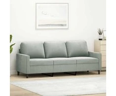 Trivietė sofa, šviesiai pilkos spalvos, 180cm, aksomas