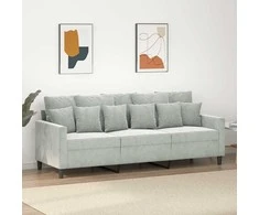 Trivietė sofa, šviesiai pilkos spalvos, 180cm, aksomas