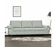 Trivietė sofa, šviesiai pilkos spalvos, 180cm, aksomas