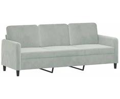 Trivietė sofa, šviesiai pilkos spalvos, 180cm, aksomas