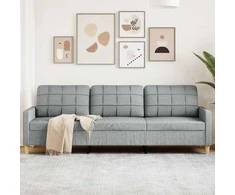 Trivietė sofa, šviesiai pilkos spalvos, 210cm, audinys