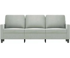 Trivietė sofa, šviesiai pilkos spalvos, 180cm, aksomas