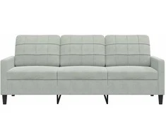Trivietė sofa, šviesiai pilkos spalvos, 180cm, aksomas