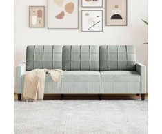 Trivietė sofa, šviesiai pilkos spalvos, 180cm, aksomas