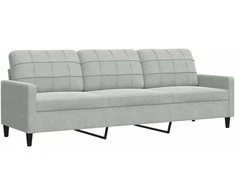 Trivietė sofa, šviesiai pilkos spalvos, 210cm, aksomas