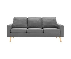 Trivietė sofa, šviesiai pilkos spalvos, audinys