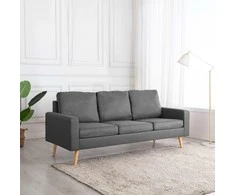 Trivietė sofa, šviesiai pilkos spalvos, audinys