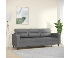 Trivietė sofa, tamsiai pilka, 180cm, mikropluošto audinys