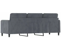 Trivietė sofa, tamsiai pilkos spalvos, 180cm, aksomas