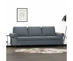 Trivietė sofa, tamsiai pilkos spalvos, 180cm, aksomas
