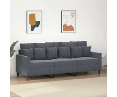 Trivietė sofa, tamsiai pilkos spalvos, 180cm, aksomas