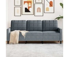 Trivietė sofa, tamsiai pilkos spalvos, 180cm, aksomas