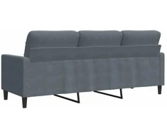 Trivietė sofa, tamsiai pilkos spalvos, 180cm, aksomas