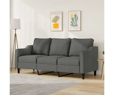 Trivietė sofa, tamsiai pilkos spalvos, 180cm, audinys