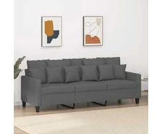Trivietė sofa, tamsiai pilkos spalvos, 180cm, audinys