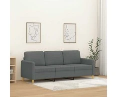 Trivietė sofa, tamsiai pilkos spalvos, 180cm, audinys