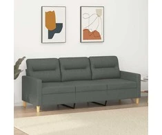 Trivietė sofa, tamsiai pilkos spalvos, 180cm, audinys