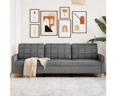 Trivietė sofa, tamsiai pilkos spalvos, 210cm, audinys