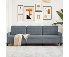 Trivietė sofa, tamsiai pilkos spalvos, 210cm, aksomas
