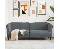 Trivietė sofa, tamsiai pilkos spalvos, aksomas
