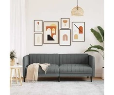 Trivietė sofa, tamsiai pilkos spalvos, audinys