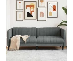 Trivietė sofa, tamsiai pilkos spalvos, audinys