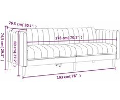 Trivietė sofa, tamsiai rudos spalvos, audinys